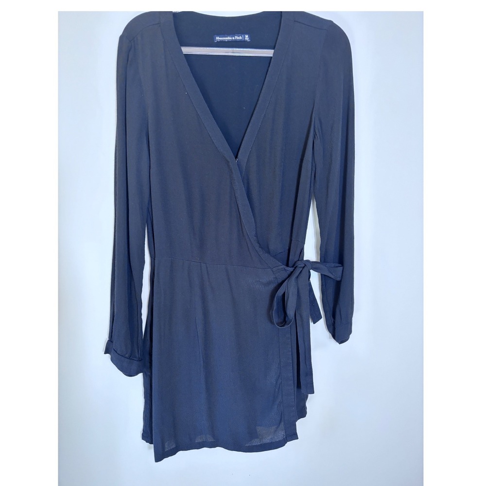 Abercrombie & Fitch Black Long Sleeve Wrap Romper V-Neck Womens Medium Y2K